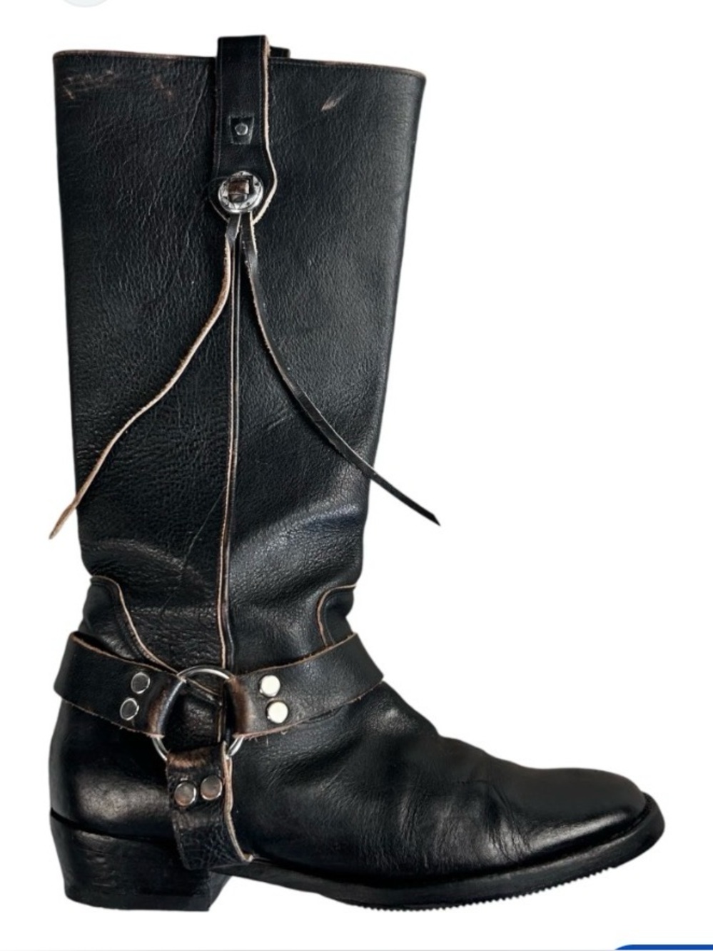 Balenciaga Santiago Distressed Motorcycle Boots in Black Calfskin